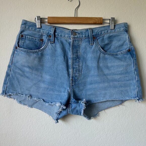 Levi's Pants - Levi's 501 Original Women's Light Wash High-Rise Distressed Jean Denim Shorts